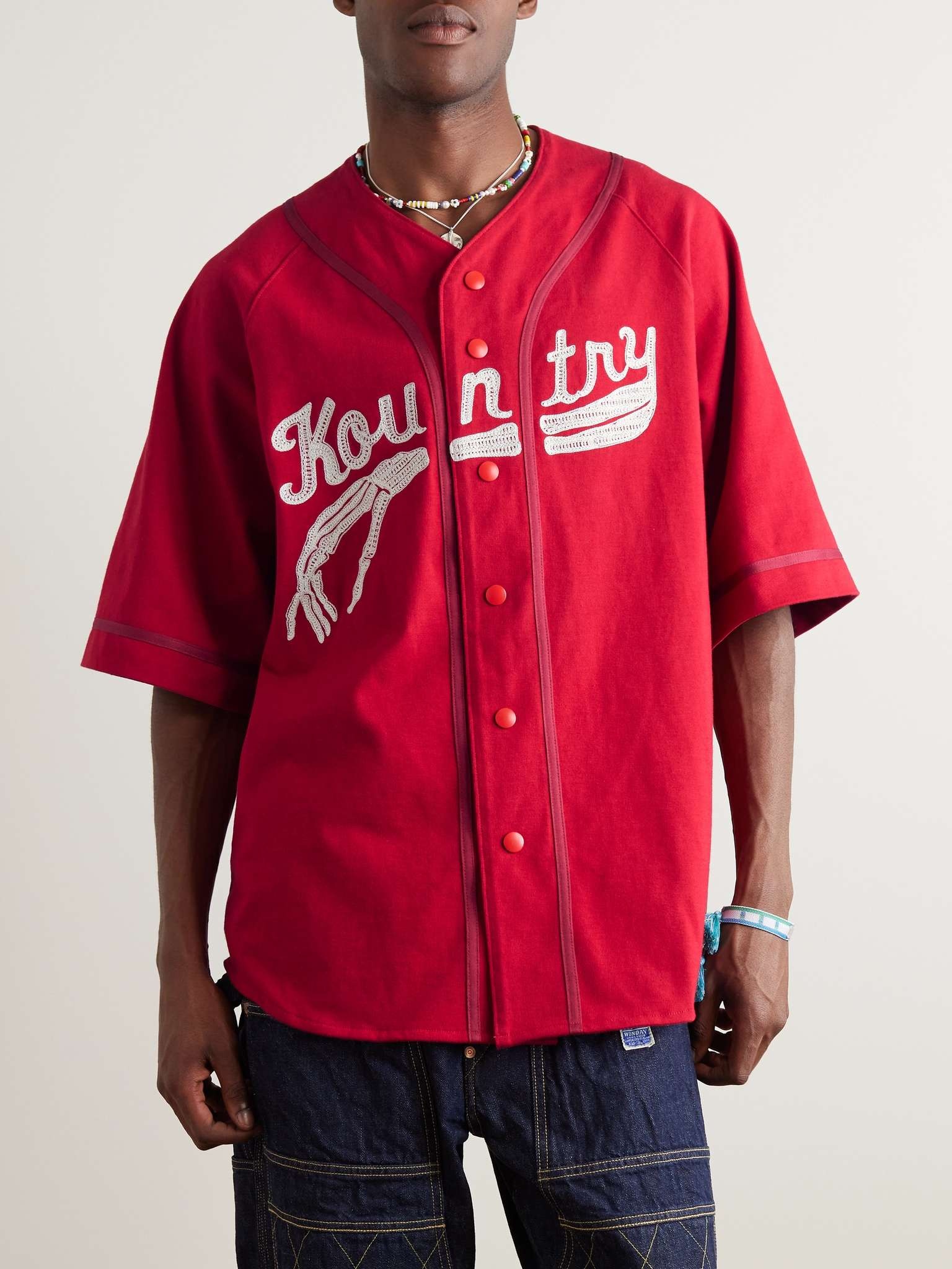 Oversized Logo-Appliquéd Cotton-Jersey Baseball Shirt - 4