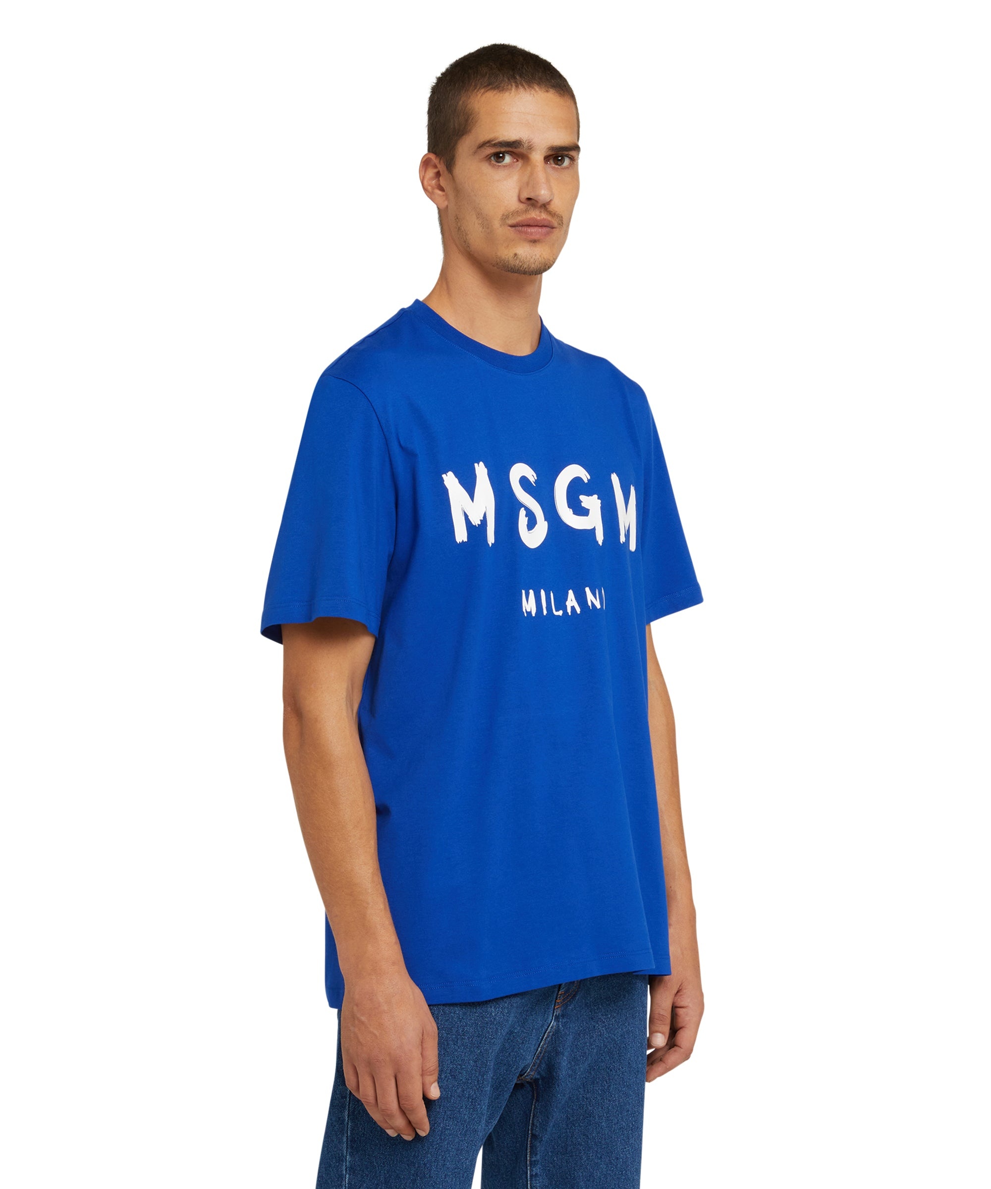 Cotton t-shirt with brushstroke logo - 4