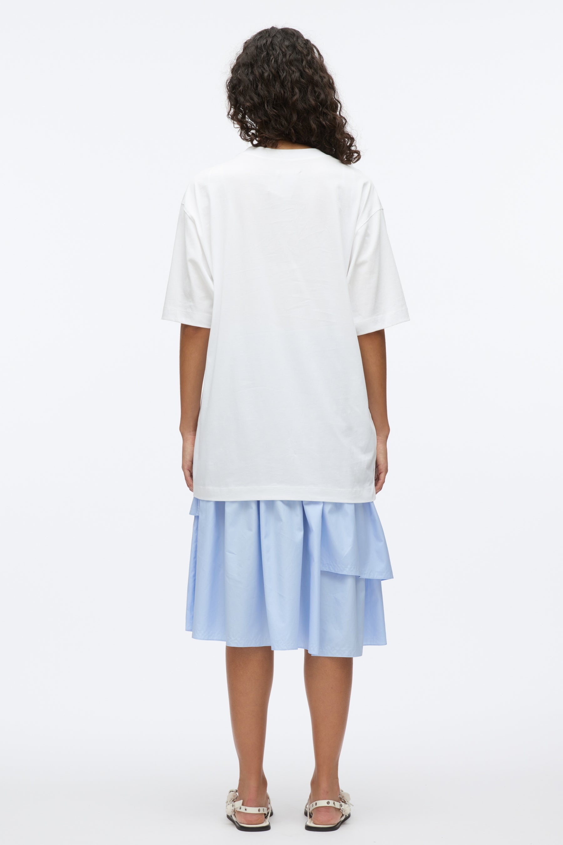 Oversize T-Shirt Combo Dress with Ruffled Skirt - 4