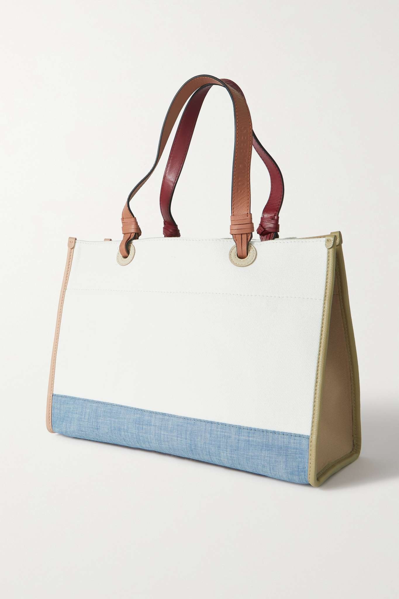 Cecilya leather-trimmed cotton-canvas tote - 3