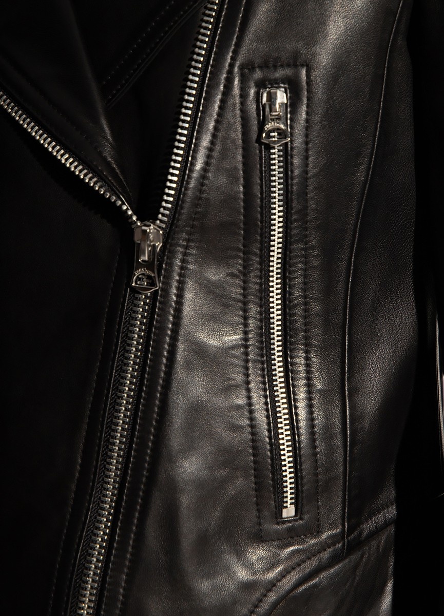 Leather biker jacket - 4