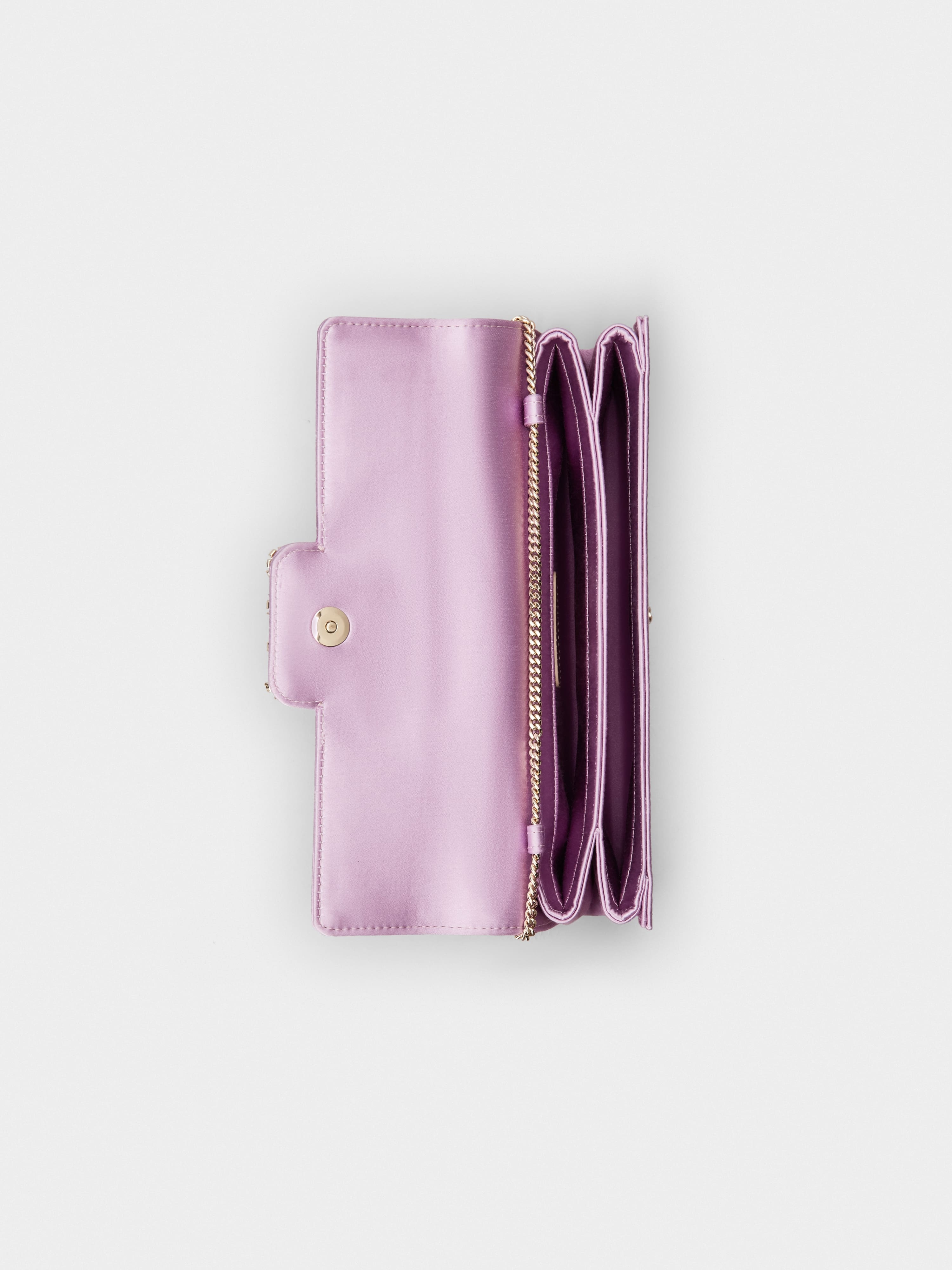 Flower Strass Colored Buckle Clutch in Satin - 5