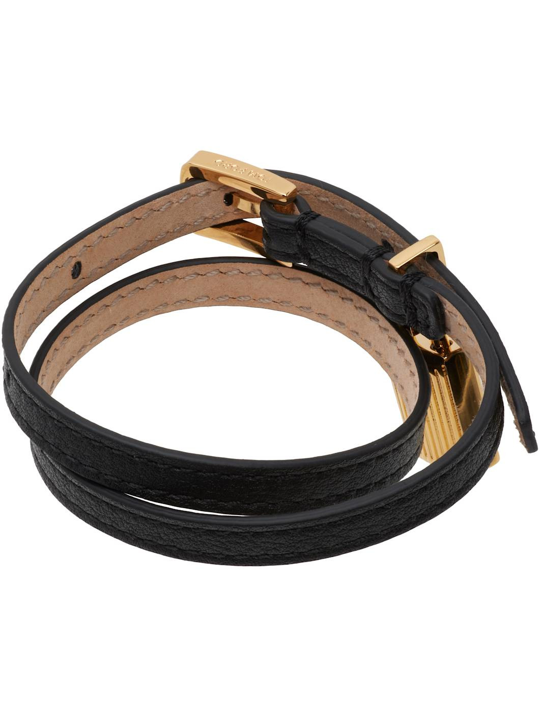 Black Grain Leather Bracelet - 2