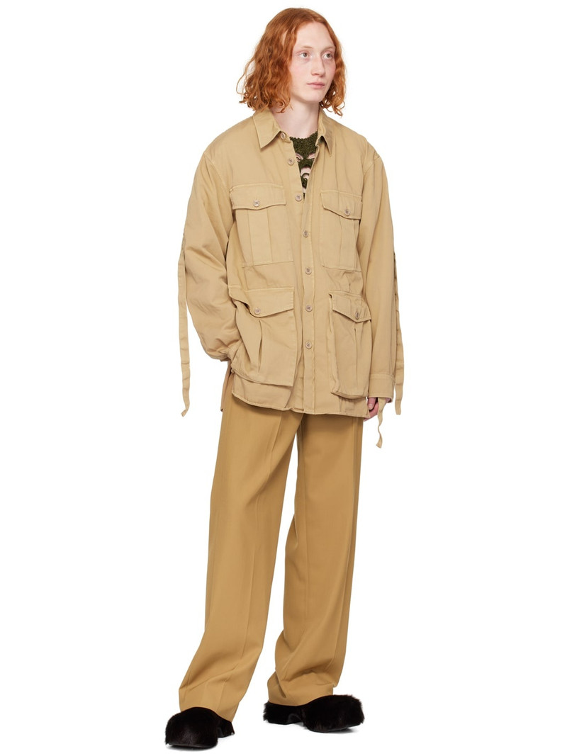 Dries Van Noten Tan Belted Trousers outlook