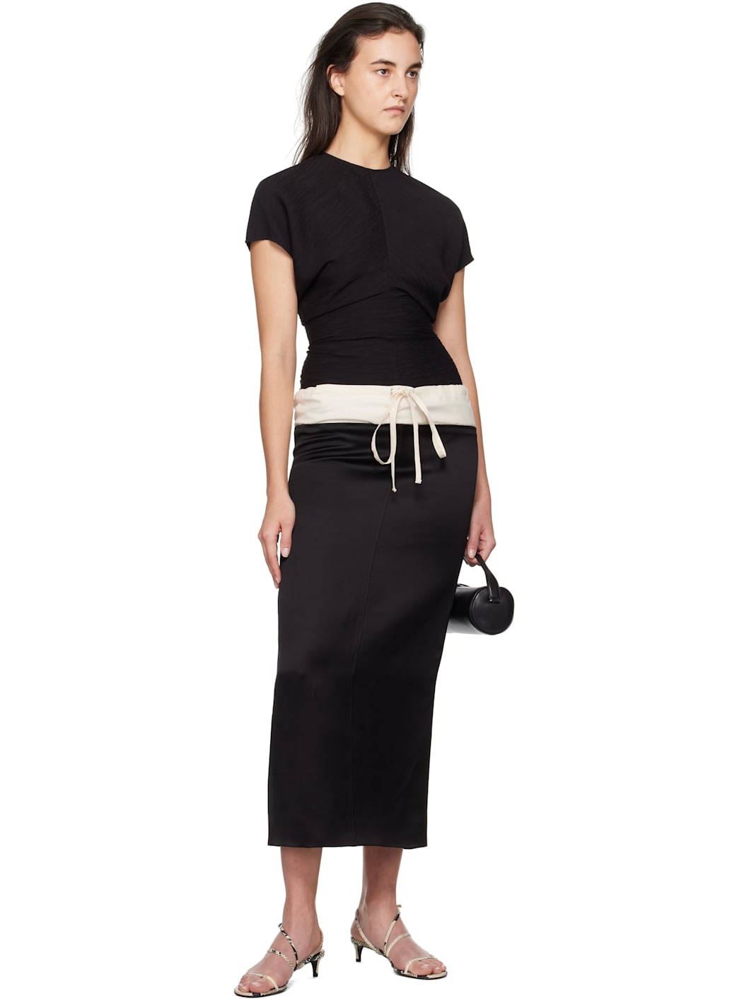 Black & Off-White Chet Midi Skirt - 4