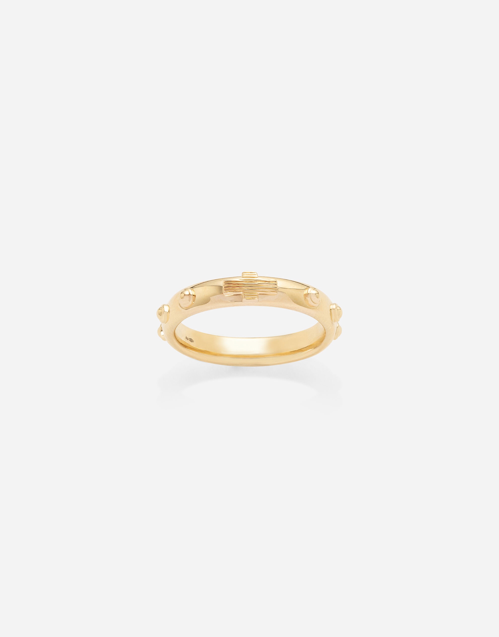 Love yellow gold rossary band with studs and brushed cross - 1
