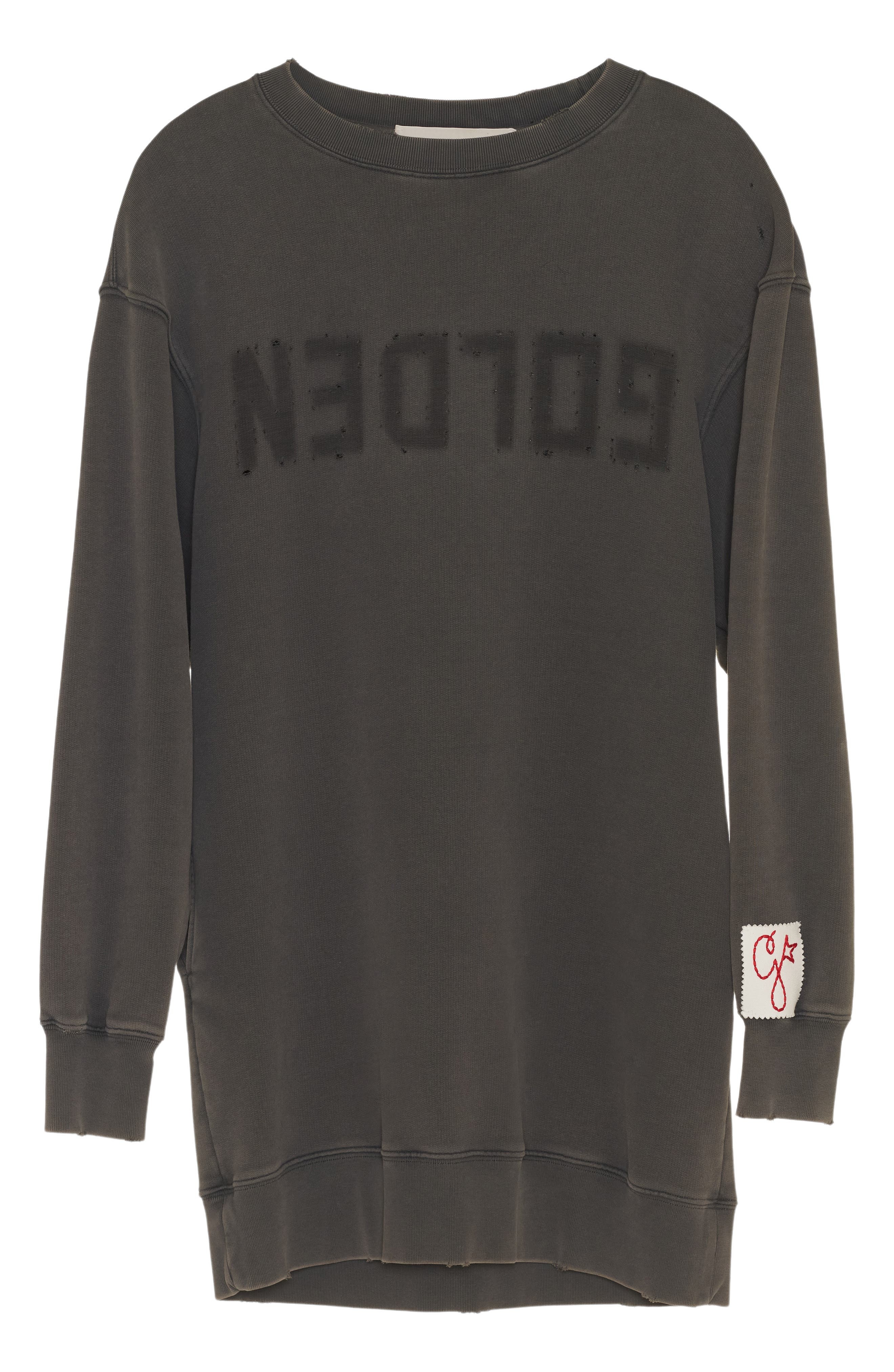 Upside Down Logo Long Sleeve Cotton Sweatshirt Dress - 7