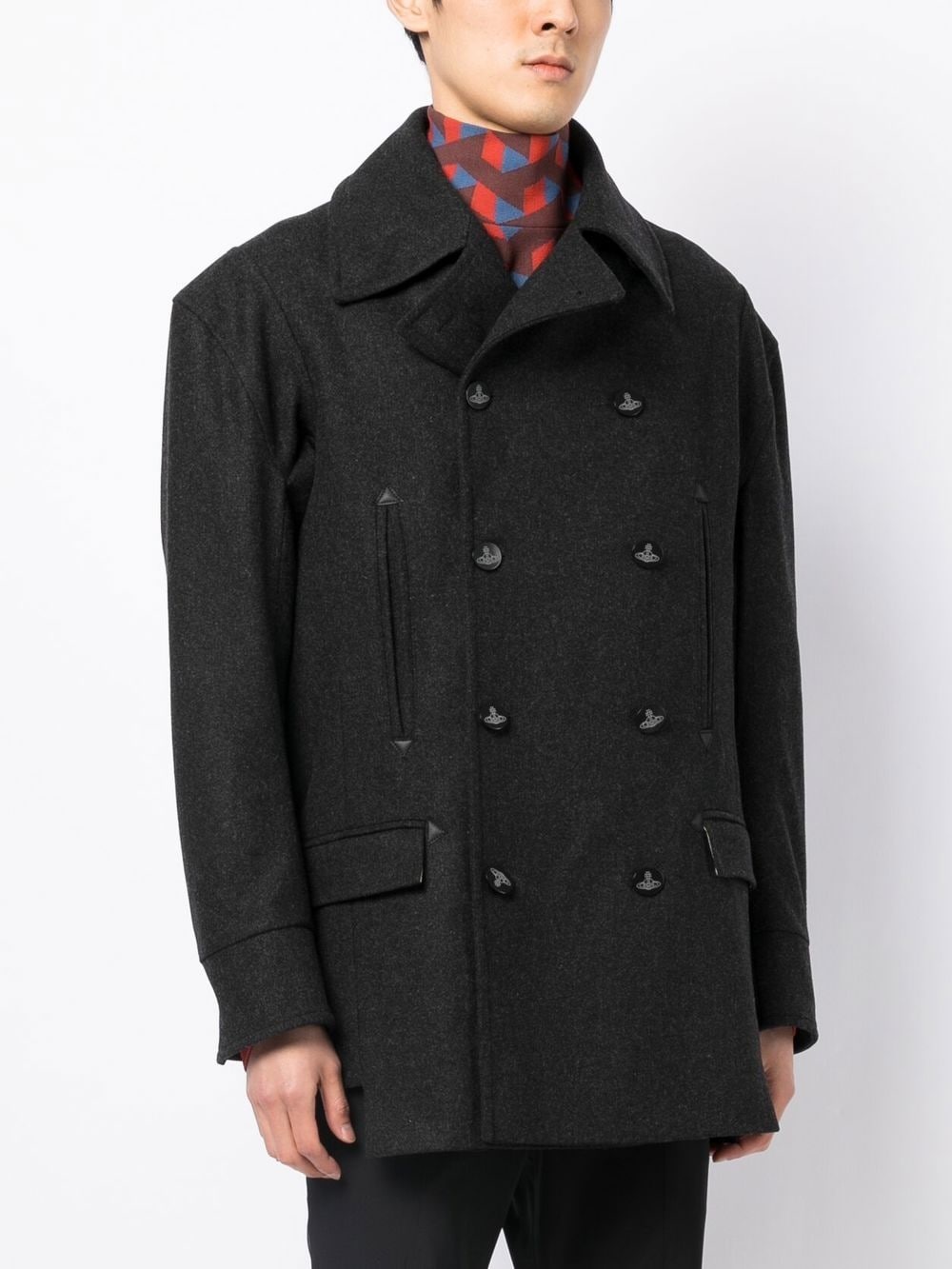 wool-blend peacoat - 3