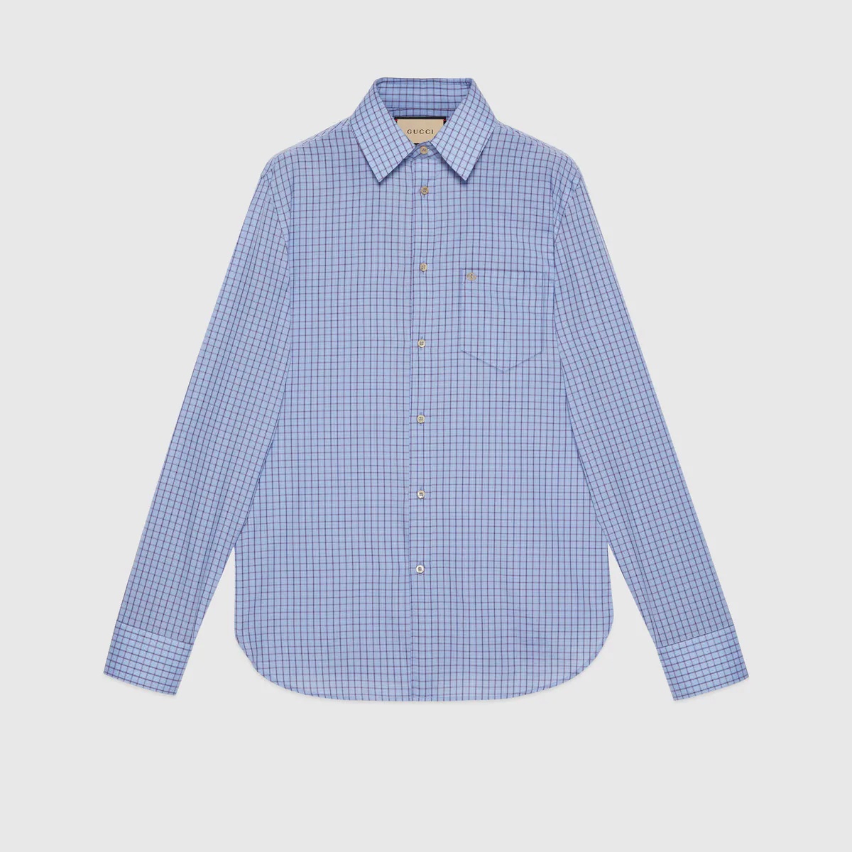 Mini check cotton tailored shirt with GG - 1