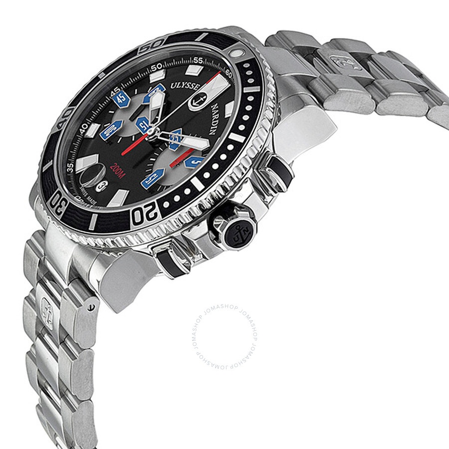Ulysse Nardin Maxi Marine Diver Chronograph Black Dial Stainless Steel Men's Watch 8003-102-7-92 - 2