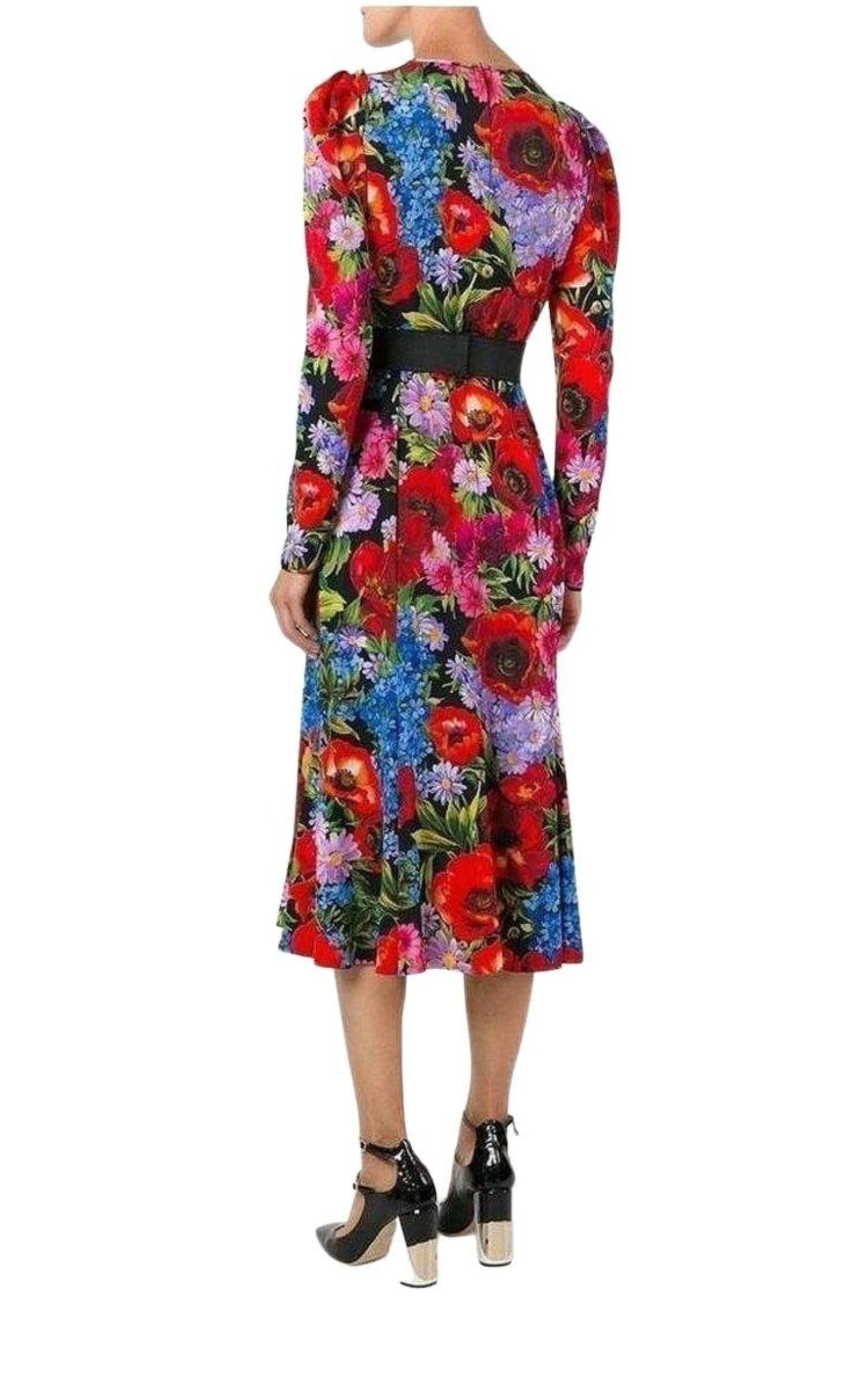 Floral Print Silk Dress - 3