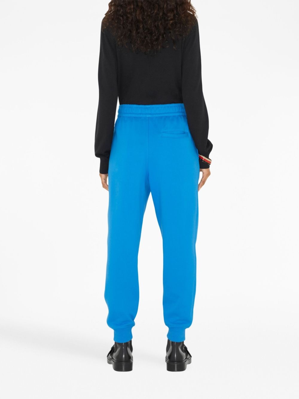 embroidered-letter motif cotton track pants - 4