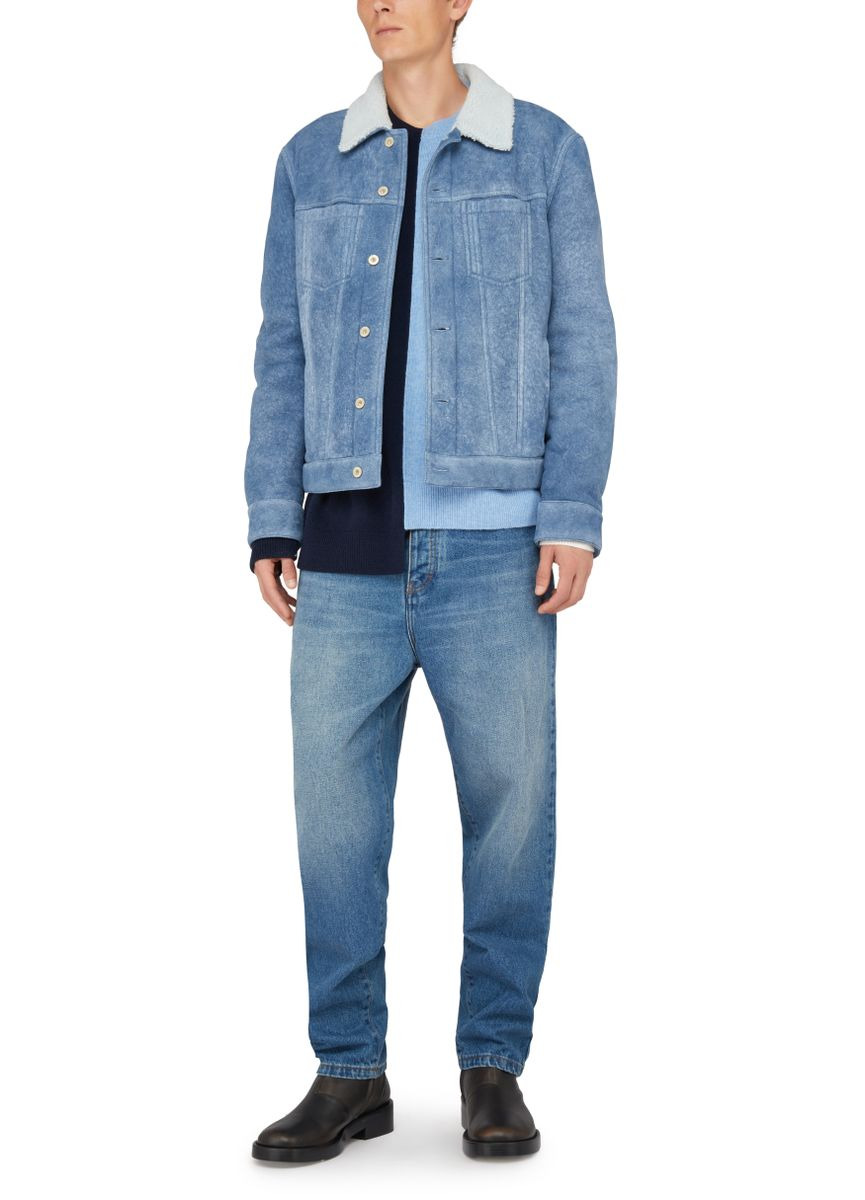 Denim jacket with shearling collar - 2