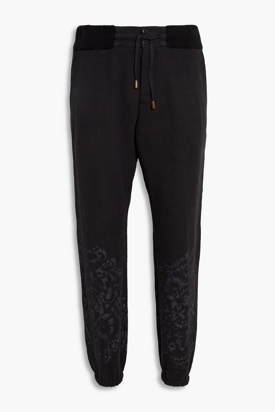 Printed linen, wool and cotton-blend sweatpants - 1