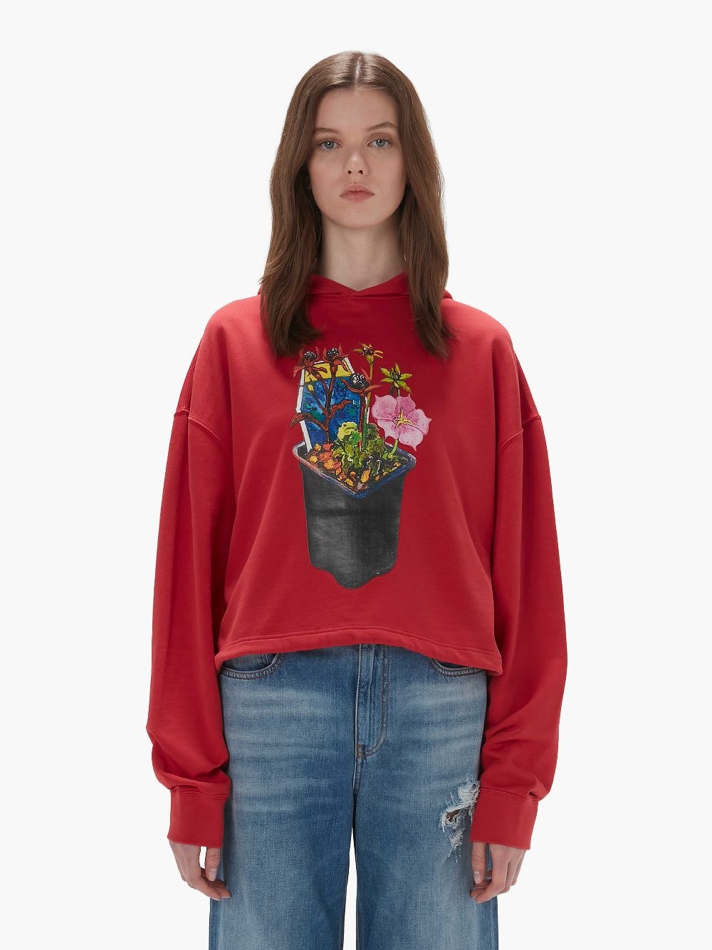 CROPPED HOODIE WITH FLOWER POT - 2