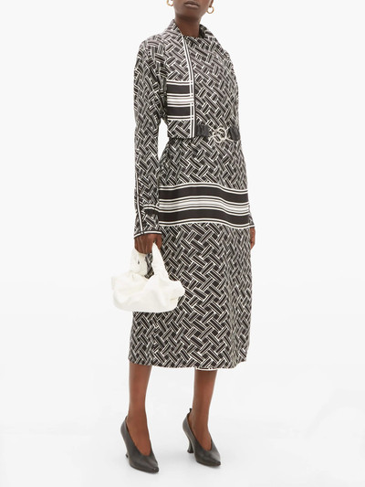 Bottega Veneta Patterned drape-neck silk-twill wrap dress outlook