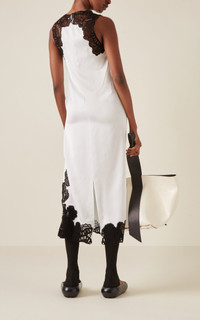 Jil Sander Exclusive Lace-Detailed Maxi Slip Dress white