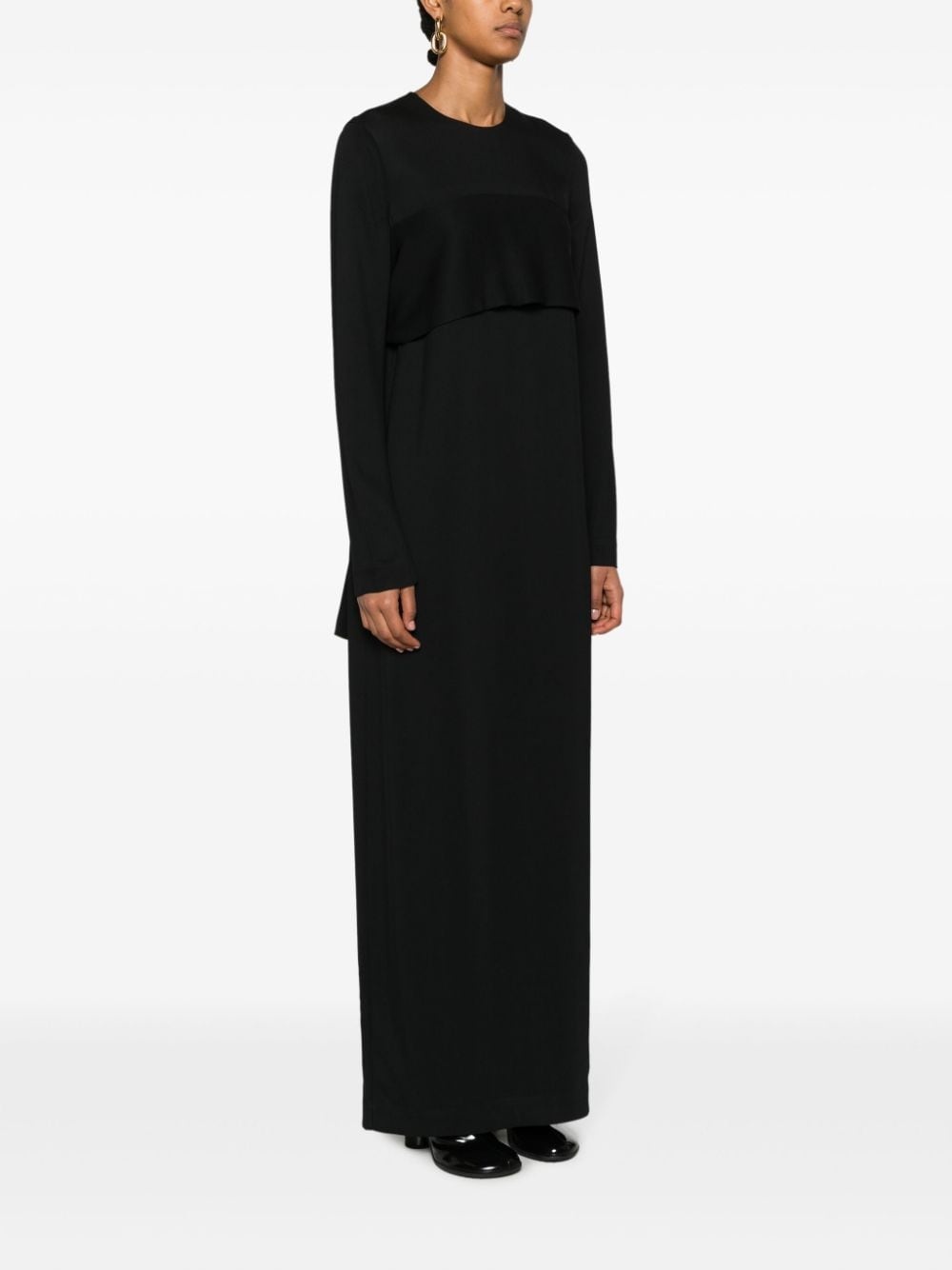draped crepe maxi dress - 3
