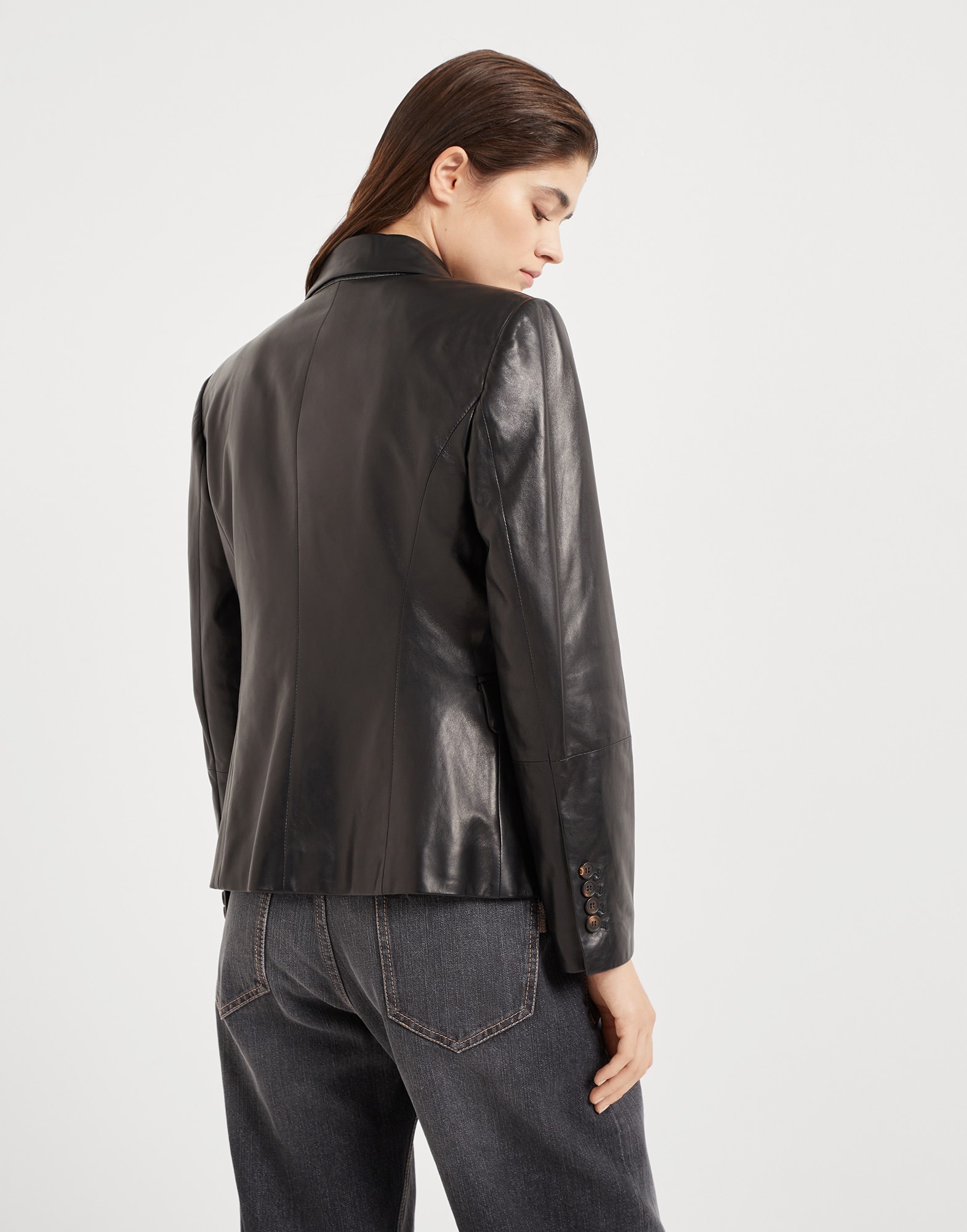 Nappa leather blazer with monili - 2