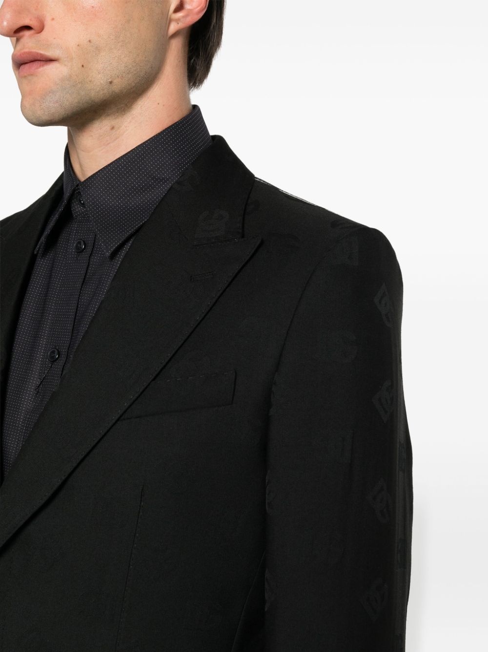 monogram-jacquard wool blazer - 5