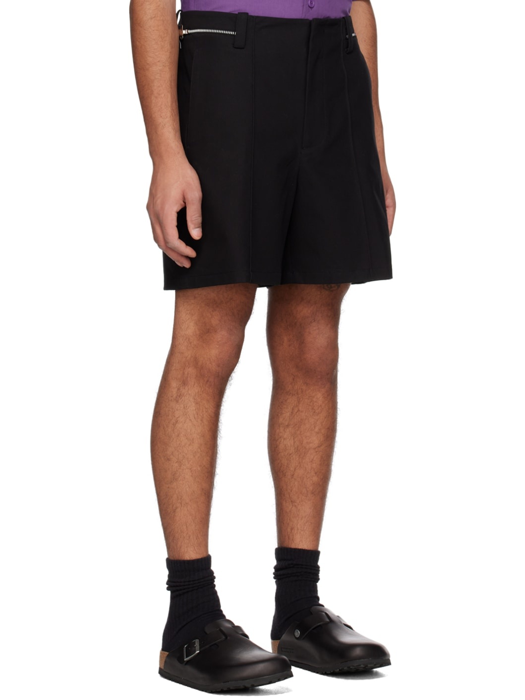 Black Zip Tab Shorts - 2