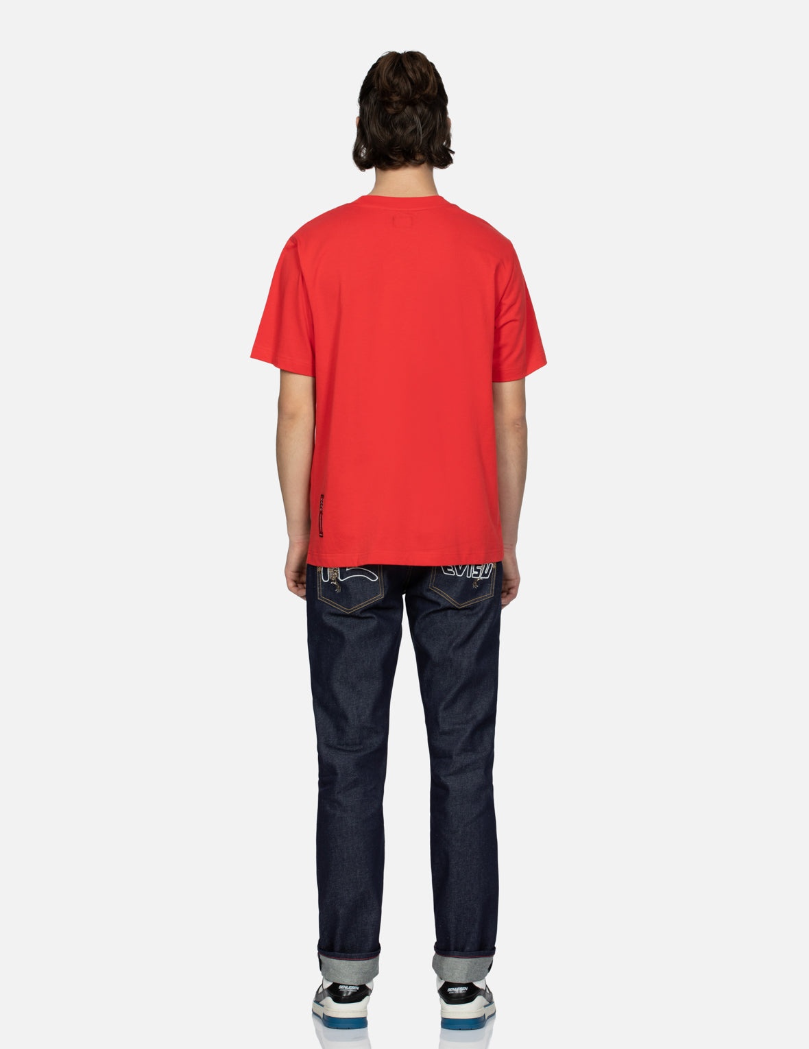 Brocade Kamon and Seagull Embroidery Slim-Fit Jeans #2010 - 5