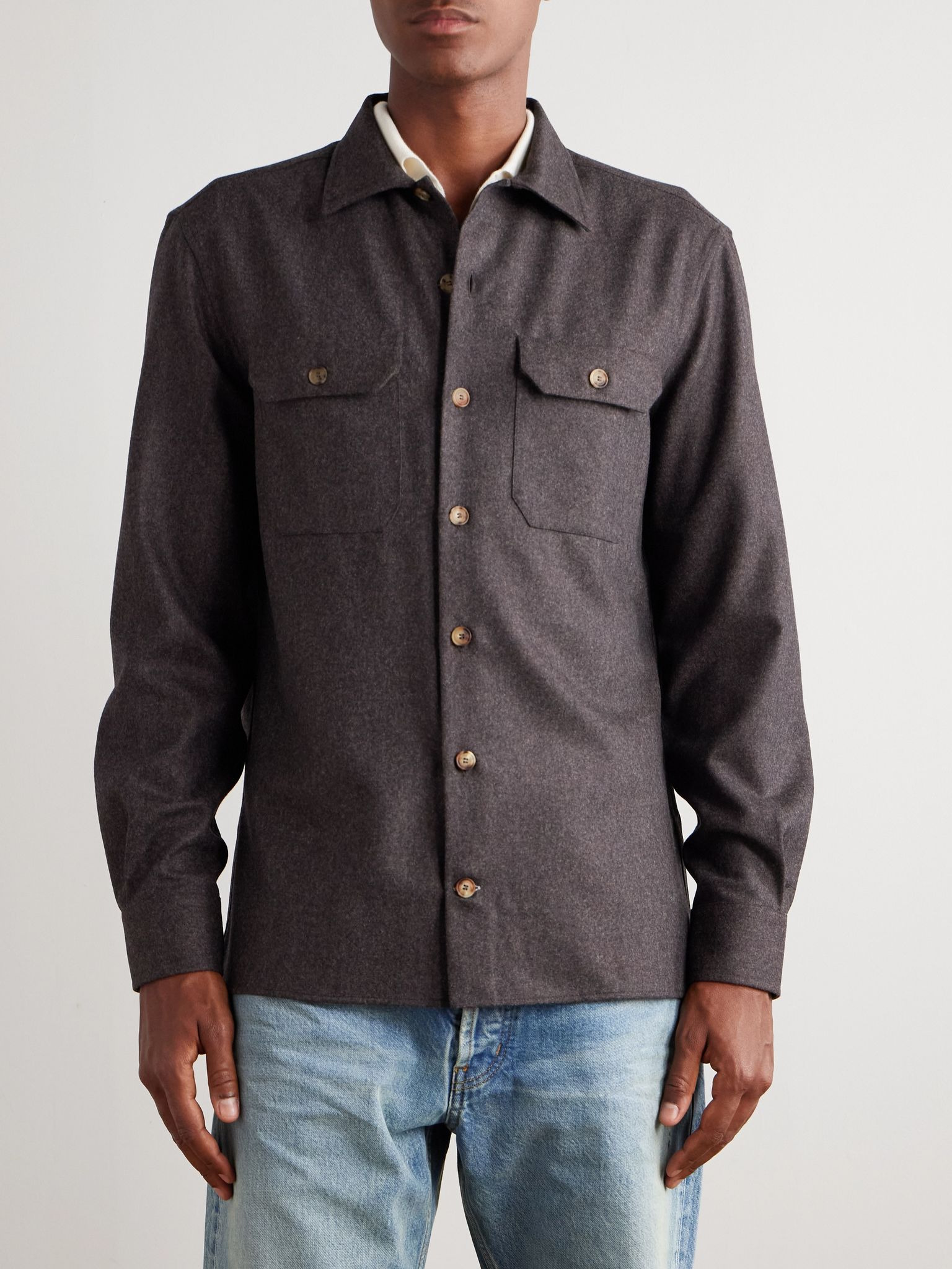 Wool Overshirt Brown - 3