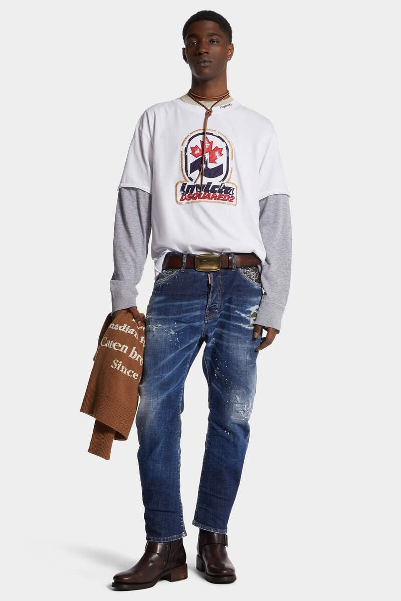 DARK BROKEN KNEE WASH BRO JEANS 3