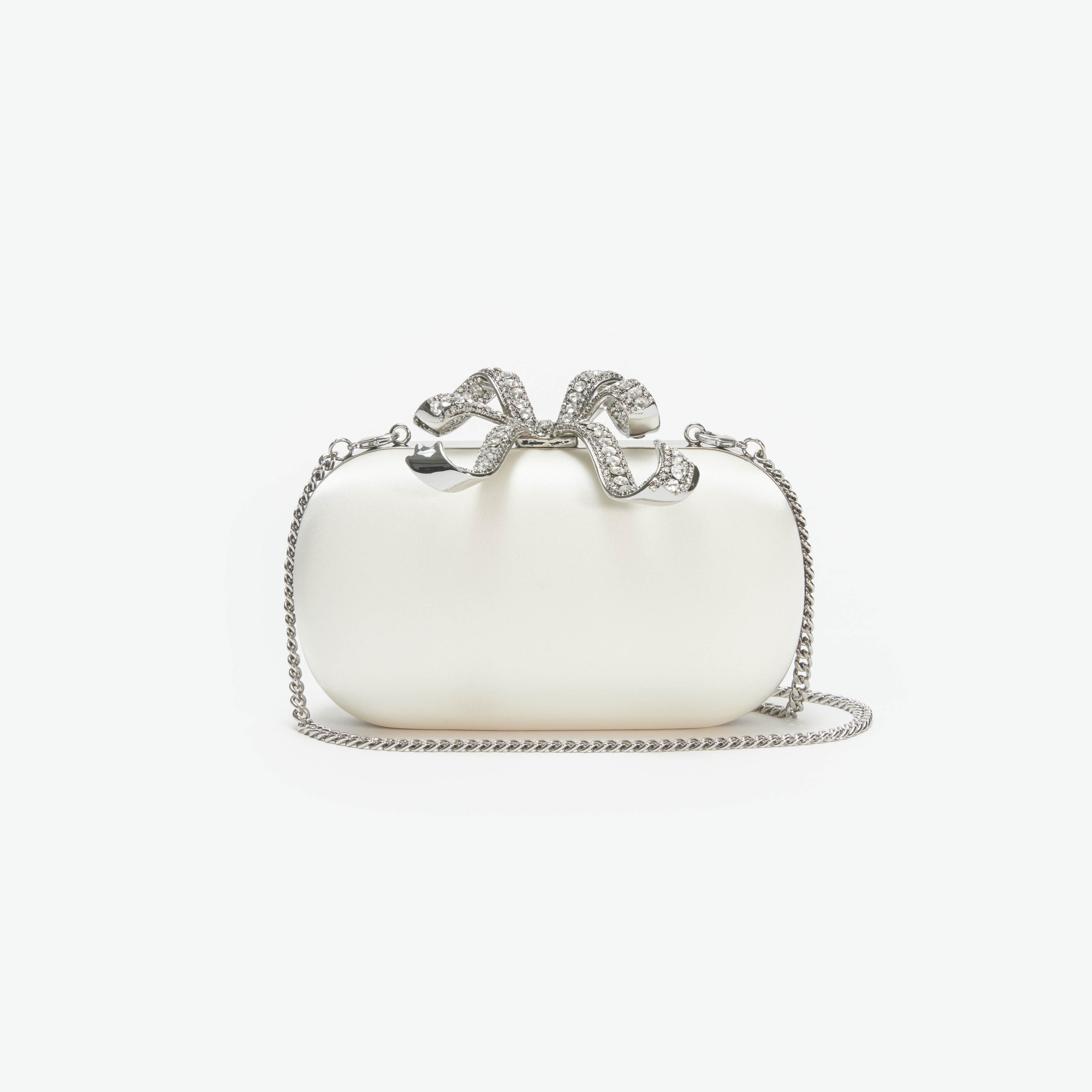 Cream Satin Bow Clutch - 4