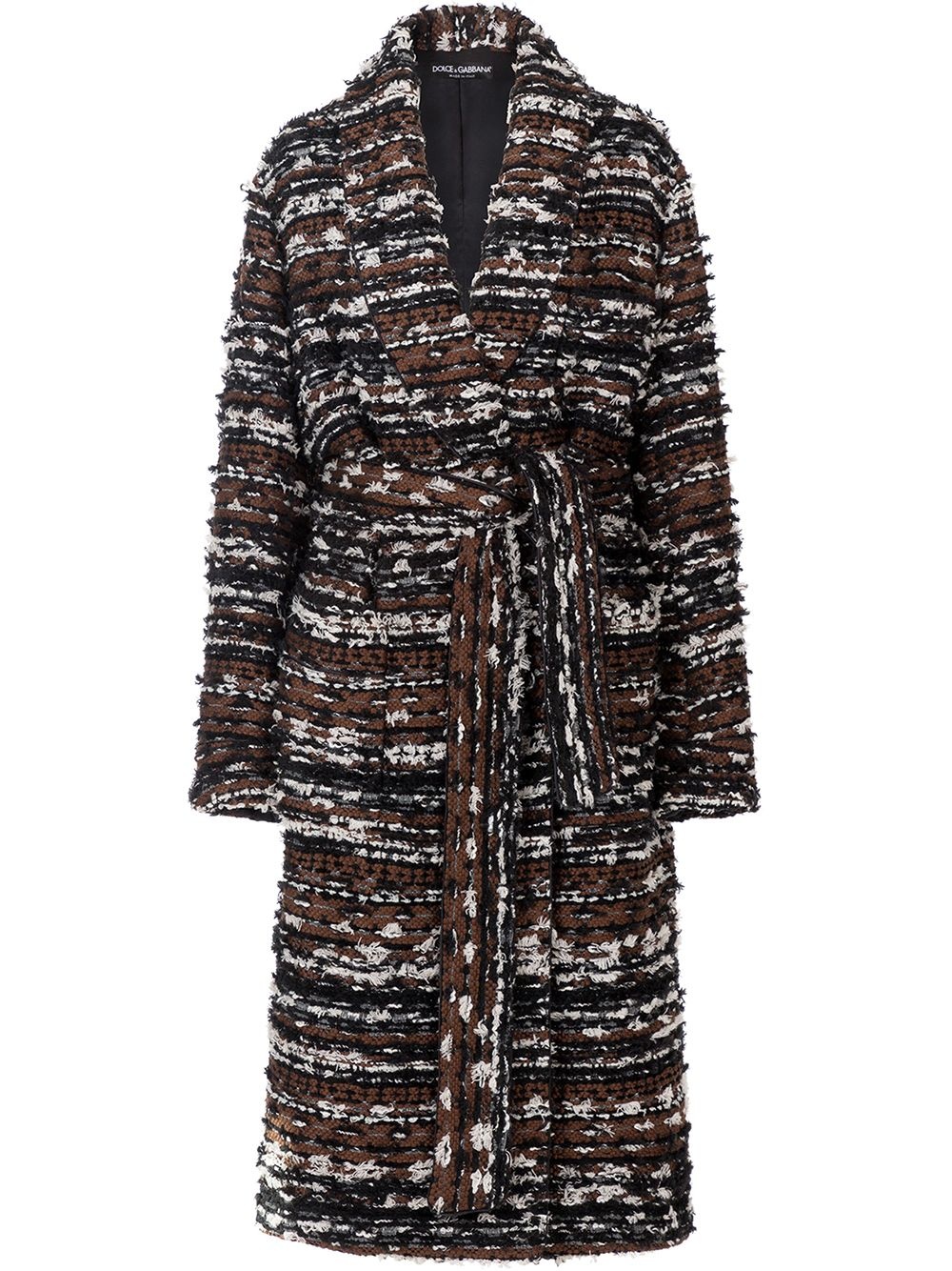 belted tweed robe-style coat - 1