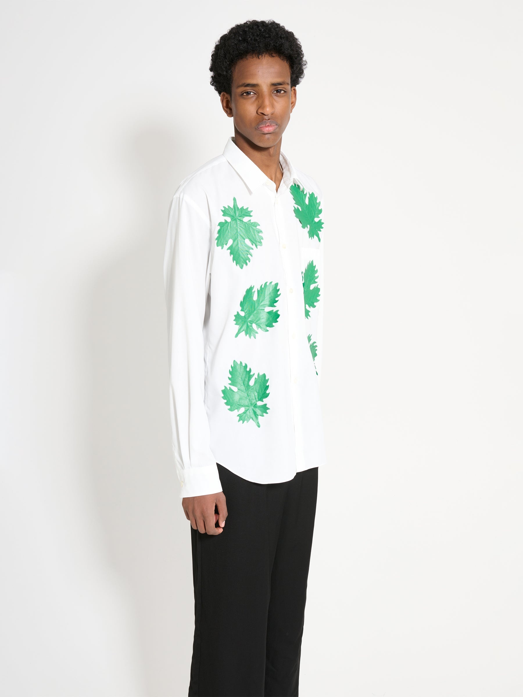 COMME DES GARÇONS HOMME PLUS BROAD LEAF MOTIF C SHIRT WHITE / GREEN - 3