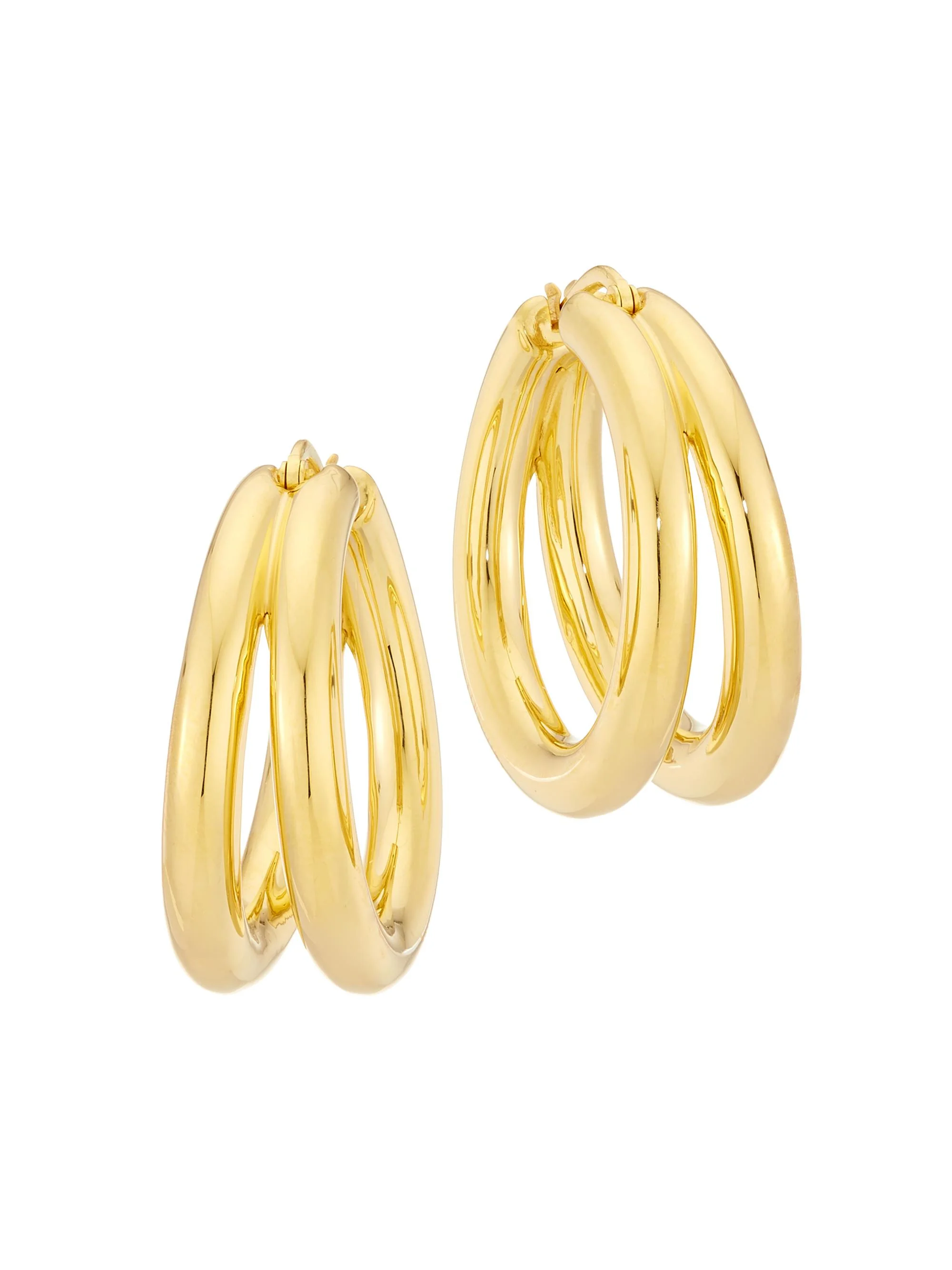 Women's 18K Yellow Gold Double Hoop Earrings/32MM - Gold - 1