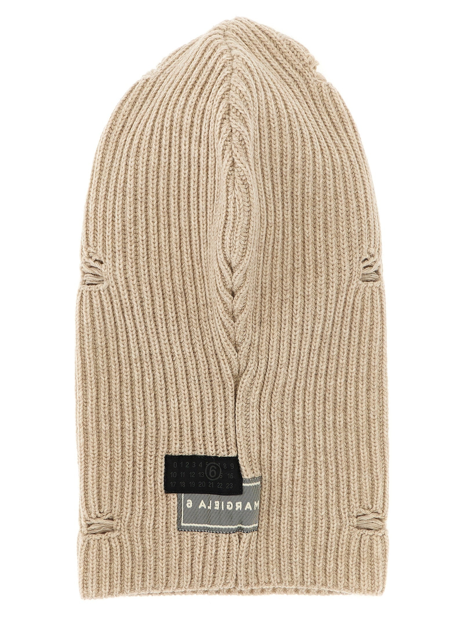 Distressed Wool Balaclava Hats Beige - 3
