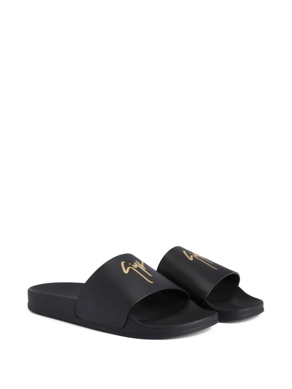 Brett logo-embellished leather slides - 2