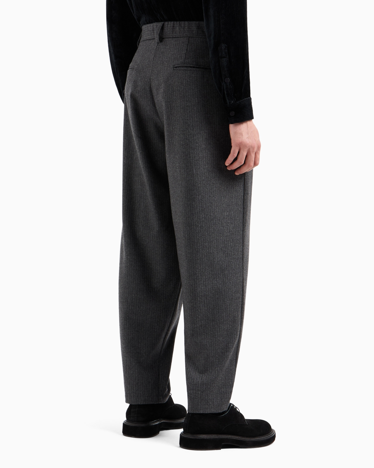 VIRGIN-WOOL AND CASHMERE DOUBLE-DART TROUSERS WITH JACQUARD PINSTRIPES - 3