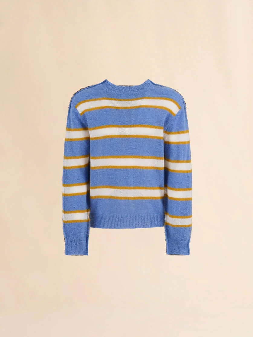 BLUE STRIPED MOHAIR AND WOOL HALF-AND-HALF SWEATER - 1