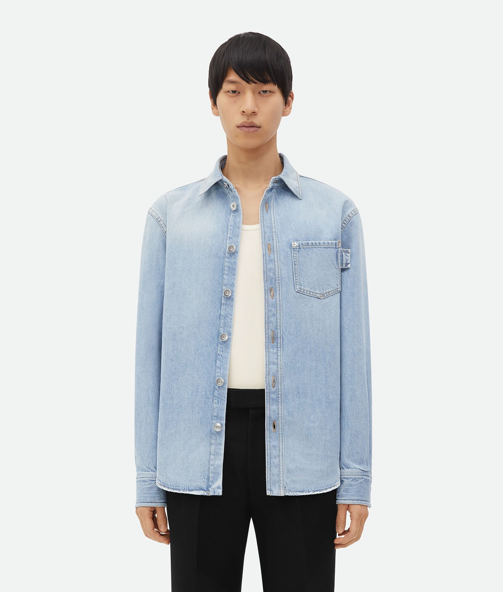 Relaxed Fit Light-Bleached Denim Shirt - 1