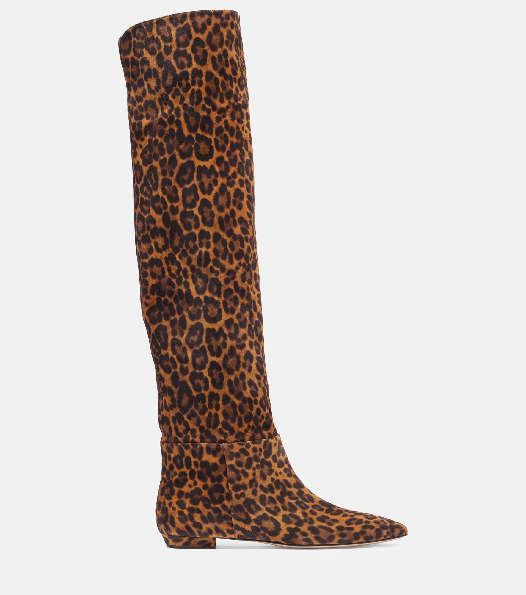 Leopard-print suede knee-high boots - 4
