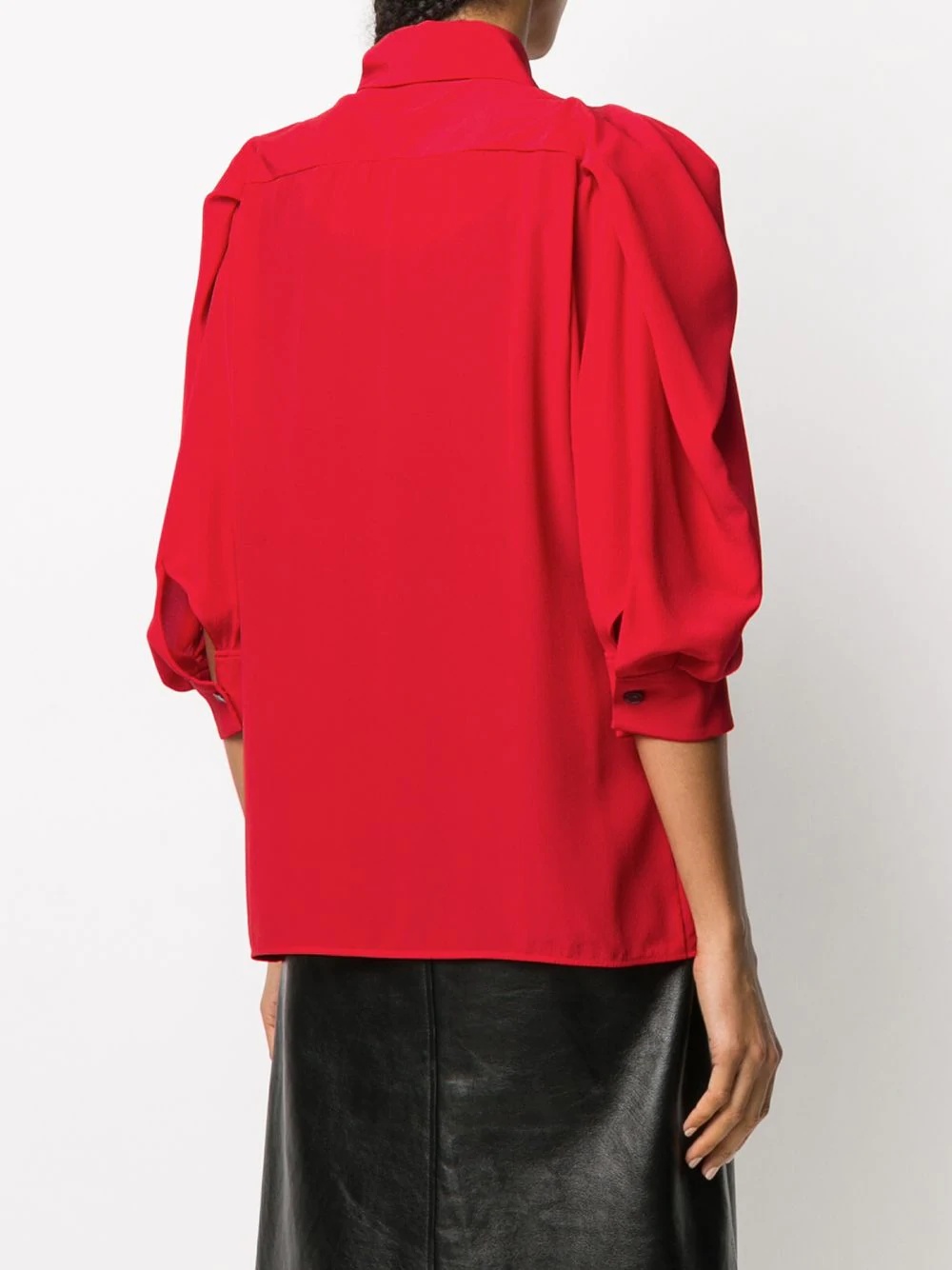 gathered sleeve silk blouse - 4