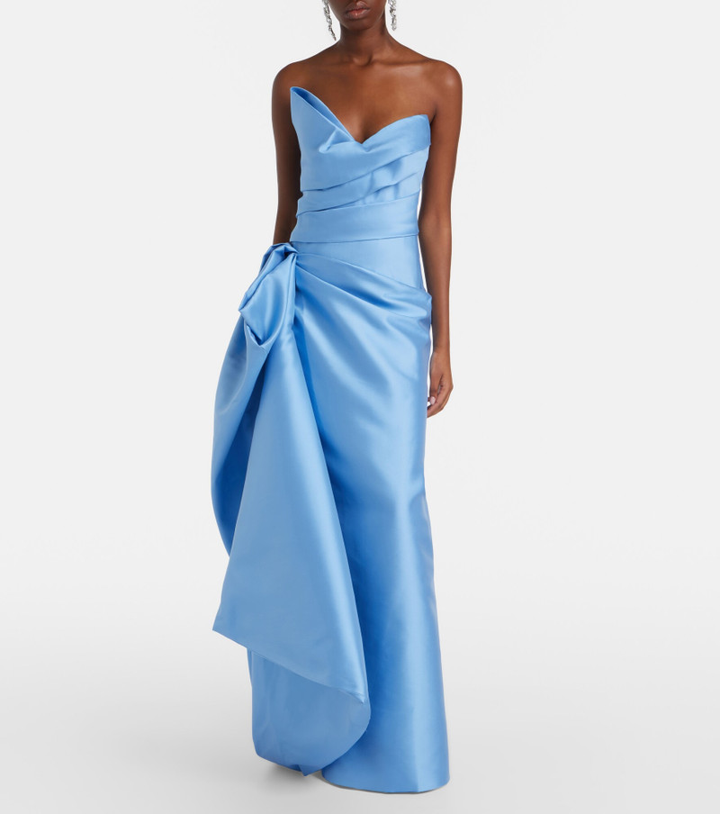 Monique Lhuillier Draped asymmetric bustier gown outlook