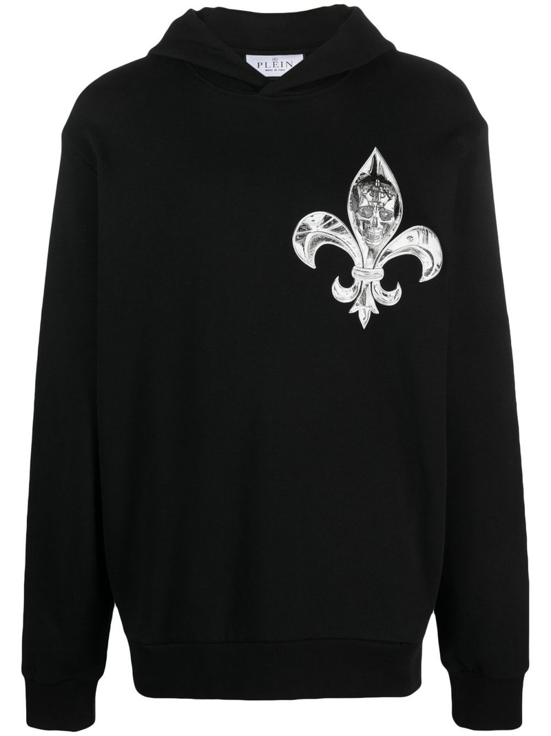 Chrome skull-print cotton hoodie 1