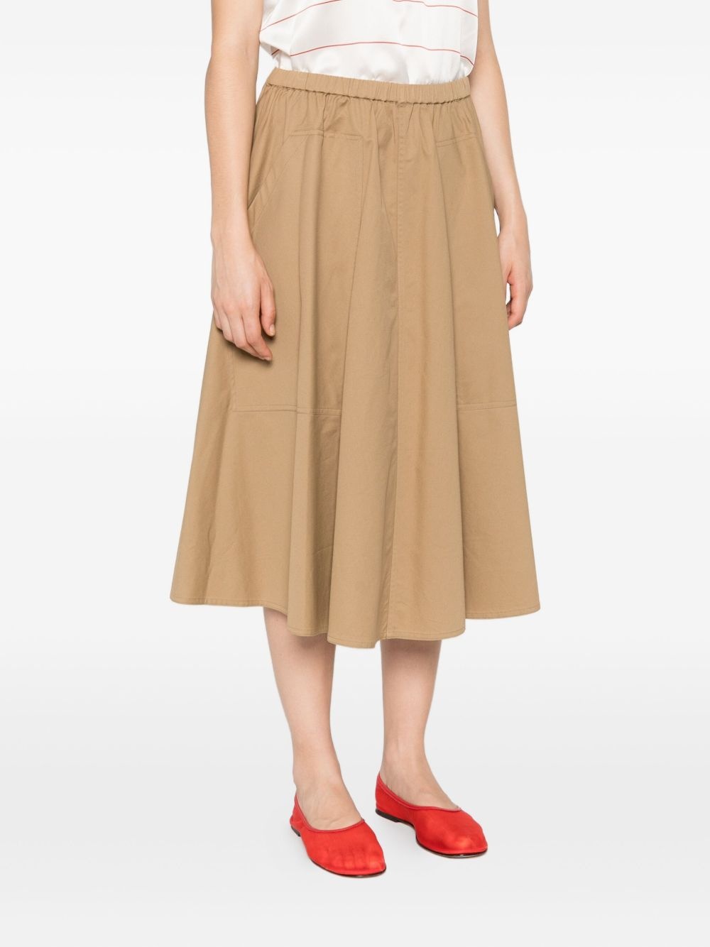 elastic-waistline pocket midi skirt - 3
