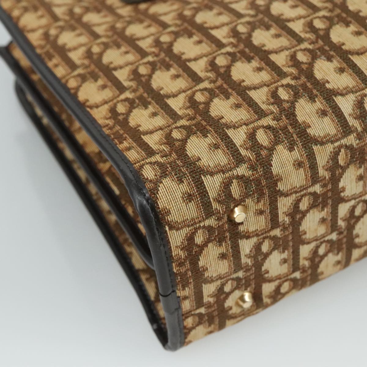 DIOR Trotter Canvas Hand Bag Beige Brown Gold - 16