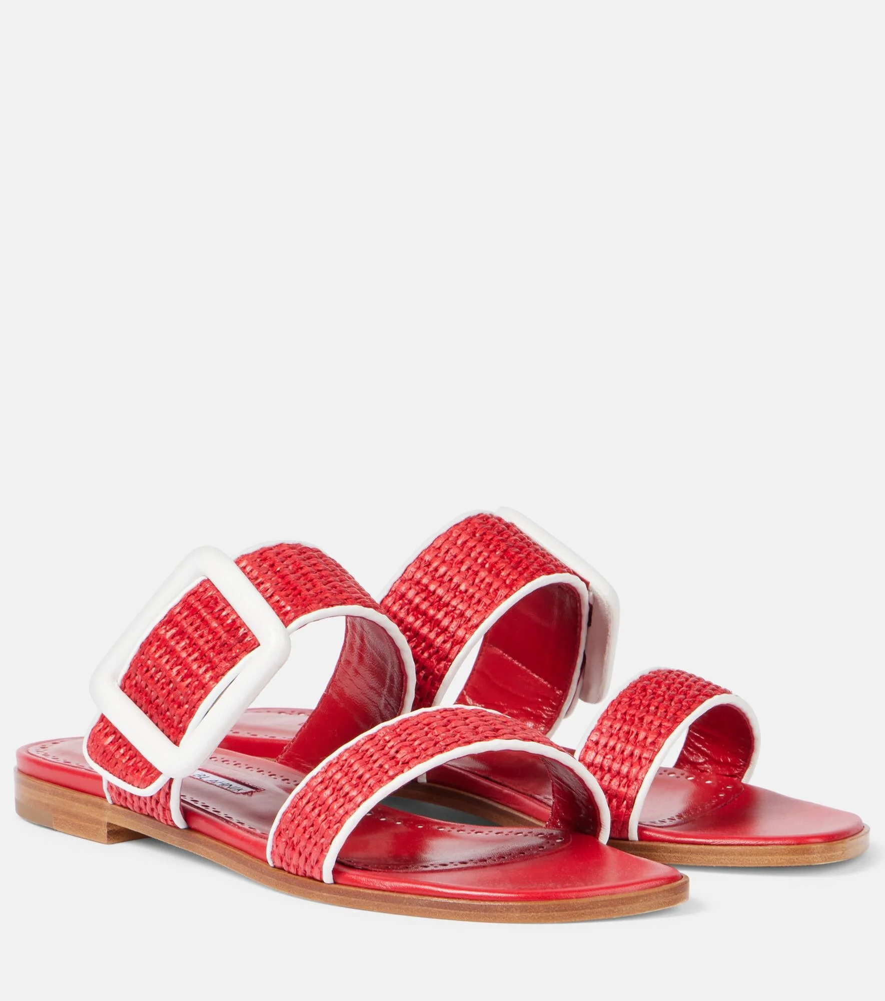 Tituba leather-trimmed raffia sandals - 1