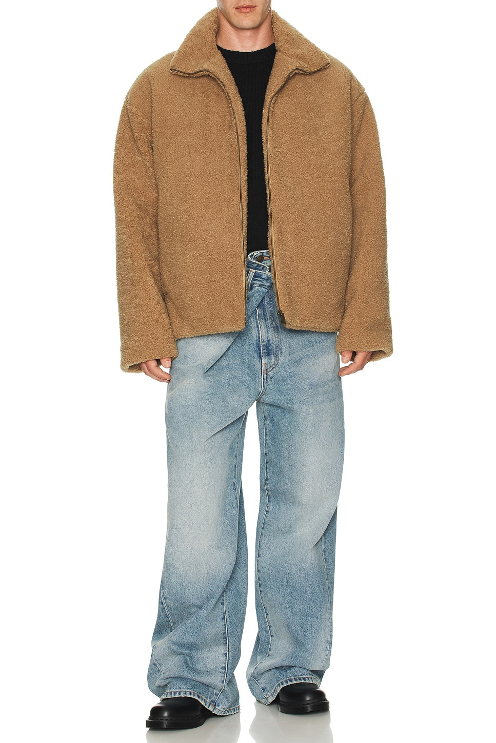 Devin Faux Shearling Dropped Shoulder Jacket - 4