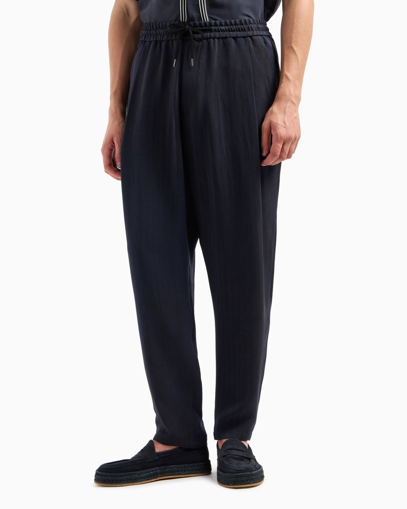 GIORGIO ARMANI FLAT-FRONT TROUSERS IN CHEVRON JACQUARD VISCOSE outlook