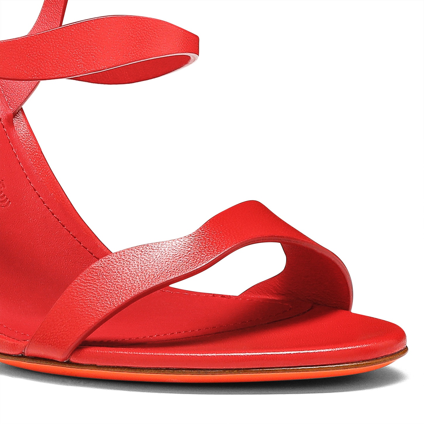 Women's red leather high-heel sandal - 5