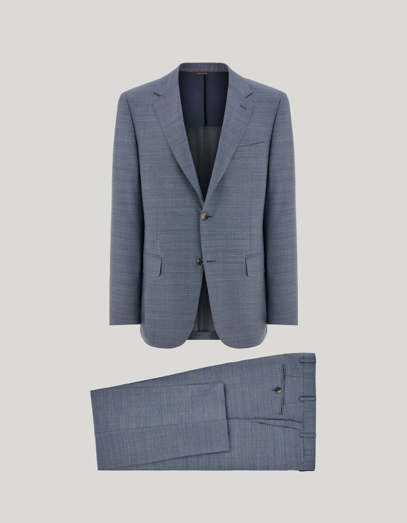 BRIANZA GREEN DENIM-EFFECT WOOL REGULAR-FIT SUIT 1