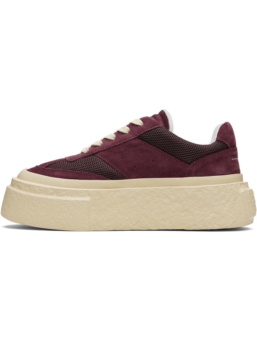 Burgundy Platform Sneakers - 3