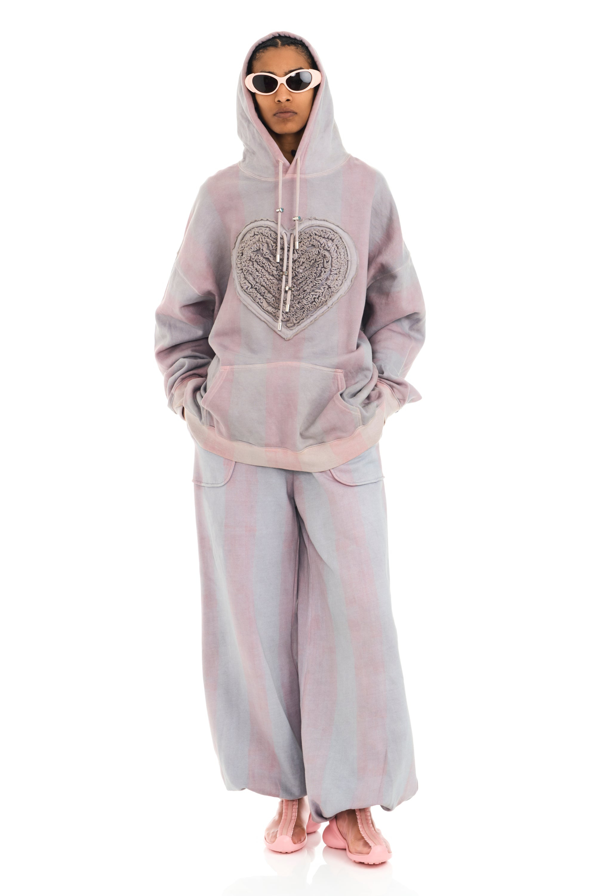 FOG STRIPE SOFT HEART HOODIE - 2